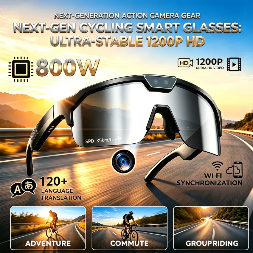 Webcam Hd 1080P - แว่นตาปั่นจักรยานปี 2026 พร้อมกล้อง HD 800W ป้องกันรังสียูวี