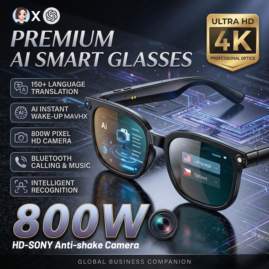 Webcam Hd 1080P - แว่นตาอัจฉริยะ 2026 4K 8MP สำหรับผู้ชาย กล้อง