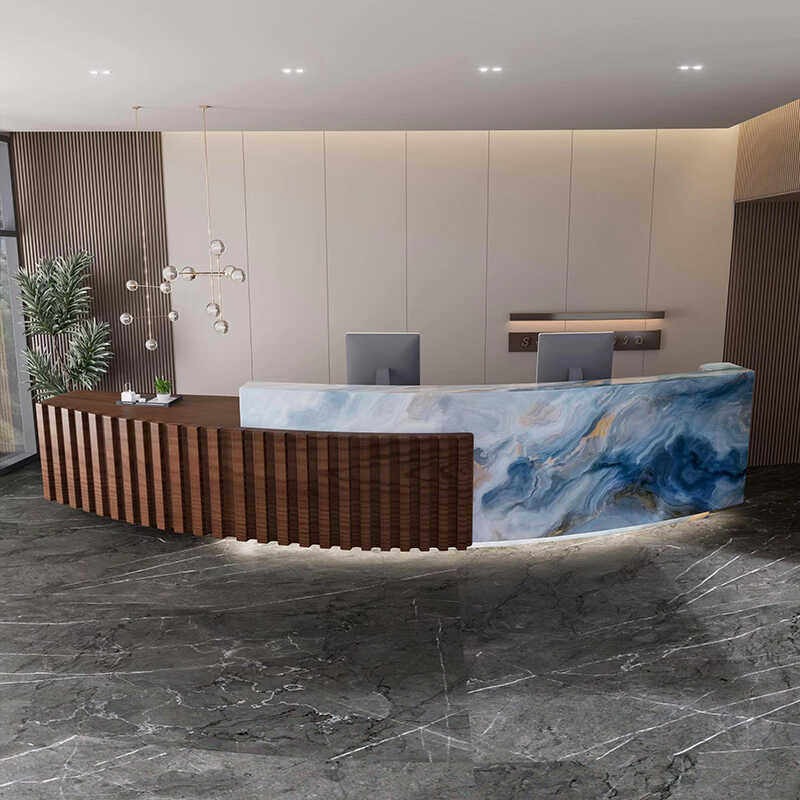 Home Office Tienda - โต๊ะต้อนรับหรูหราสำหรับจัดแสดงสินค้า โต๊ะต้อนรับแบบตั้งพื้นทรงมุม โต๊ะต้อนรับทันสมัยสำหรับร้านเสริมสวย โต๊ะโชว์สินค้า เฟอร์นิเจอร์ตกแต่งบ้าน