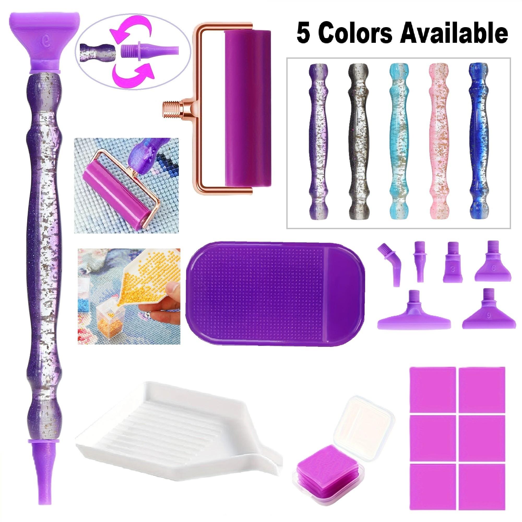 Pen Holder Organizer - ชุดอุปกรณ์ปากกาเพชร DIY คุณภาพสูงพร้อมกลิตเตอร์ละเอียด ประกอบด้วยหัวปากกาพลาสติก 6 แบบ,
