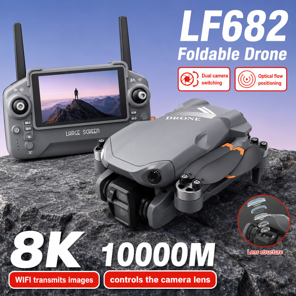 Webcam Hd 1080P - โดรนถ่ายภาพทางอากาศ LF682 8K HD กล้องคู่ GPS