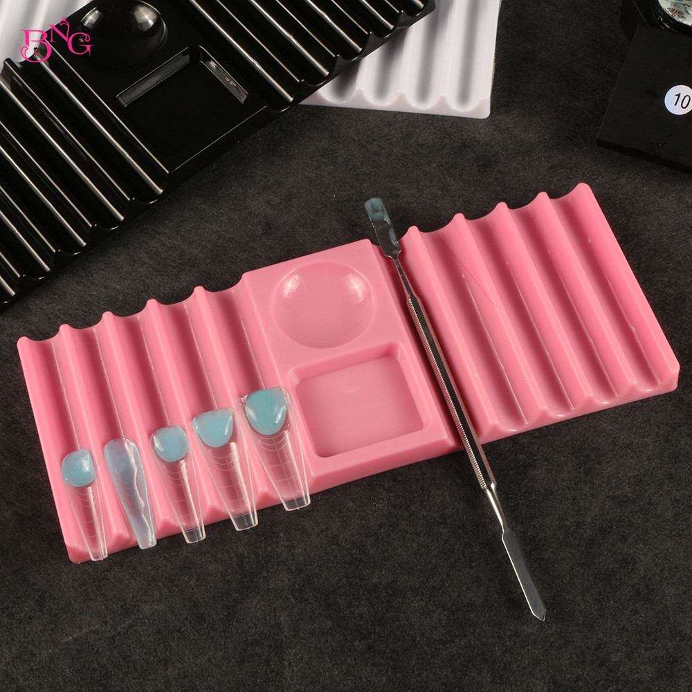 Pen Holder Organizer - ที่วางปากกาพลาสติกแบบสองช่อง BNG สำหรับอุปกรณ์ทำเล็บ ที่เก็บแปรงทำเล็บ ที่เก็บแม่พิมพ์ต่อเล็บ