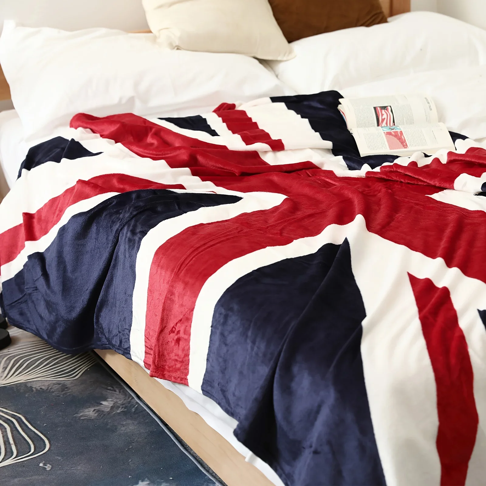 Home Office British - ผ้าห่มลายธงชาติอังกฤษ ลายยูเนี่ยนแจ็ค สำหรับใช้ในบ้าน สำนักงาน ของขวัญ ผ้าห่มบางสำหรับงีบหลับ