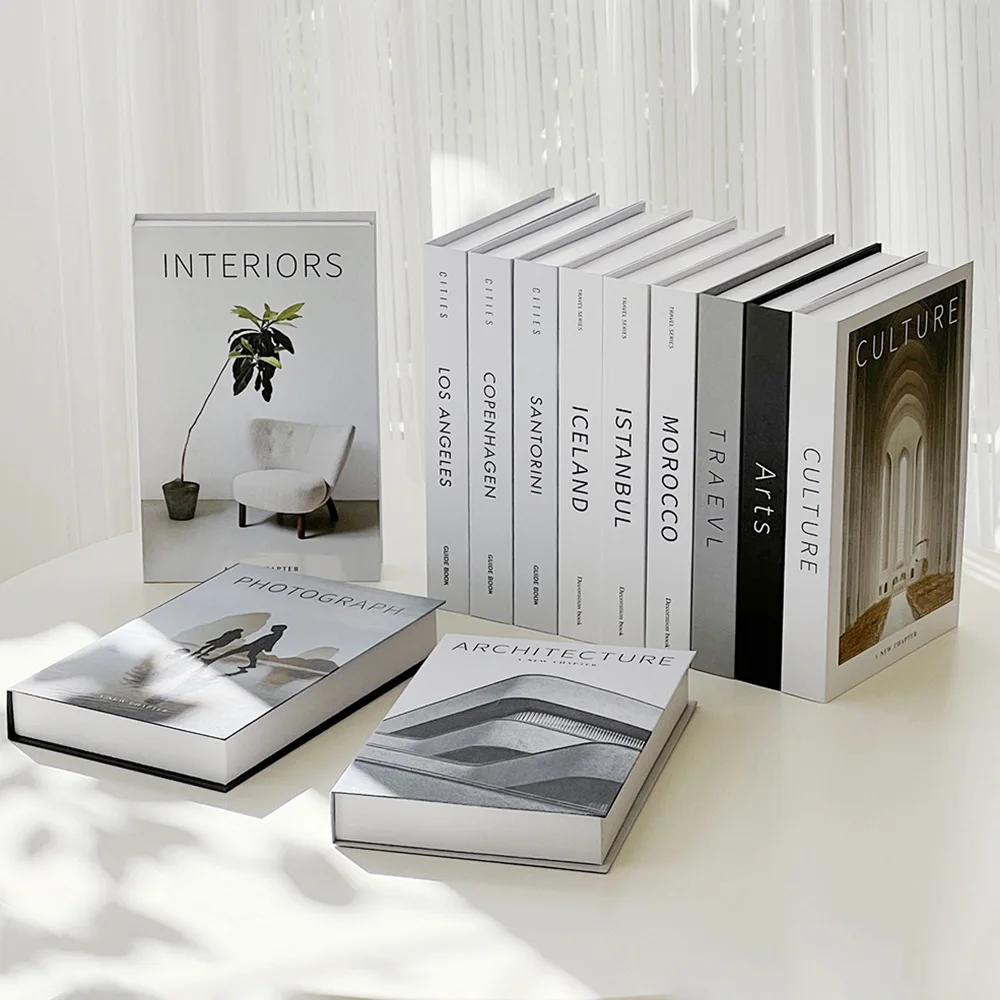 Home Office Architecture - Minimalist Modern ตกแต่งหนังสือปลอม Props สําหรับห้องนั่งเล่นตกแต่งบ้าน Modern