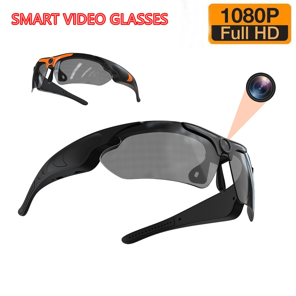 Webcam Hd 1080P - กล้อง HD 1080P สวมใส่ได้เลนส์โพลาไรซ์แว่นตาปั่นจักรยานกลางแจ้งกล้องวิดีโออัจฉริยะระบบรักษาความปลอดภัยกล้องวงจรปิดแบบ360องศาการบันทึกวิดีโอ