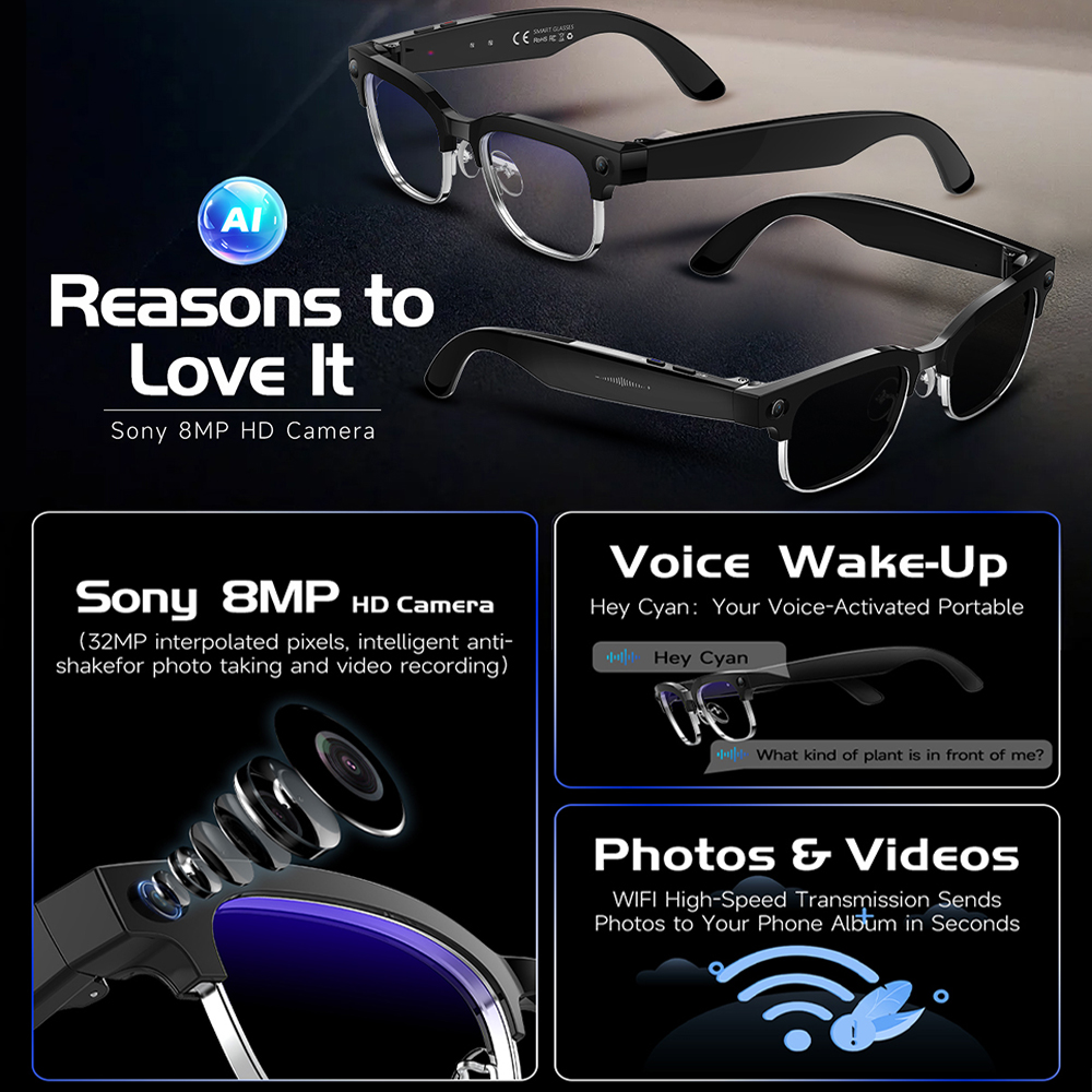 แว่นตาอัจฉริยะ AI รุ่นใหม่ ปี  - Webcam Hd 1080P บทวิจารณ์และราคา