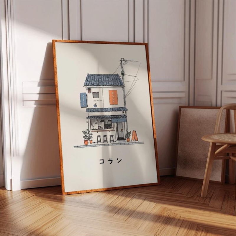ภาพพิมพ์บนผ้าใบร้านราเม็งญี่ปุ - Home Office Youtube บทวิจารณ์และราคา