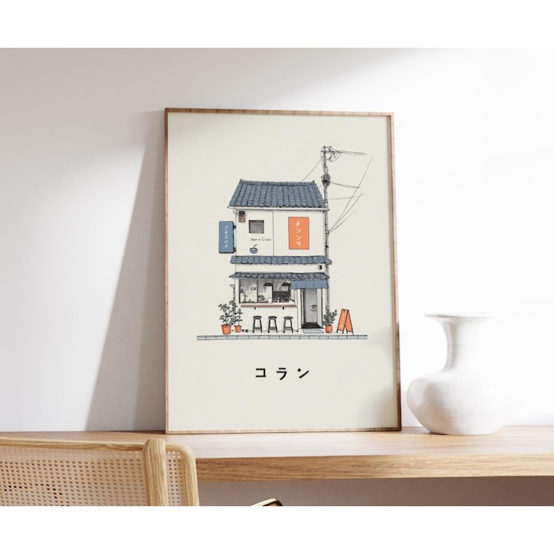 ภาพพิมพ์บนผ้าใบร้านราเม็งญี่ปุ - Home Office Youtube บทวิจารณ์และราคา