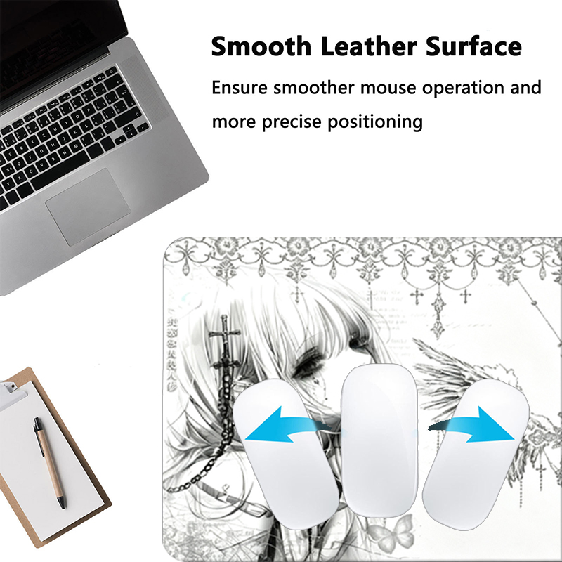 แผ่นรองเมาส์หนังสีดำสีขาวอะนิเ - Home Office Keyboard And Mouse บทวิจารณ์และราคา
